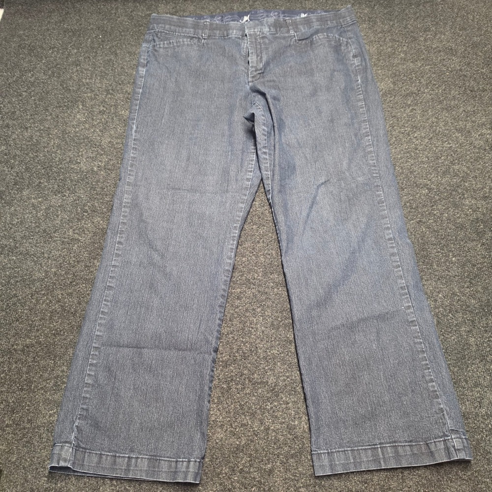 JM Collection Womens 18S Dark Wash Denim Trousers Straight Leg Stretch Pants
